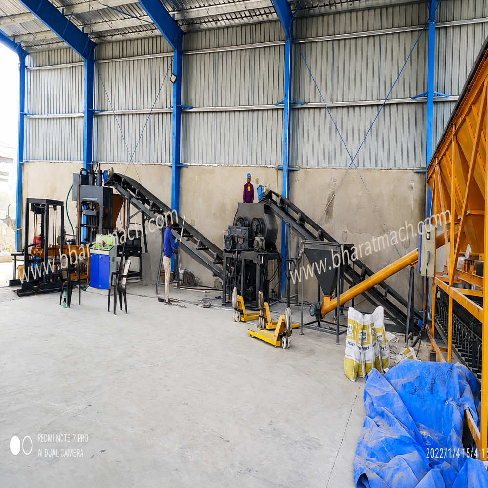 Fully Automatic Fly Ash Brick Making Machine (18cvt.) - Color: Yellow And Blue