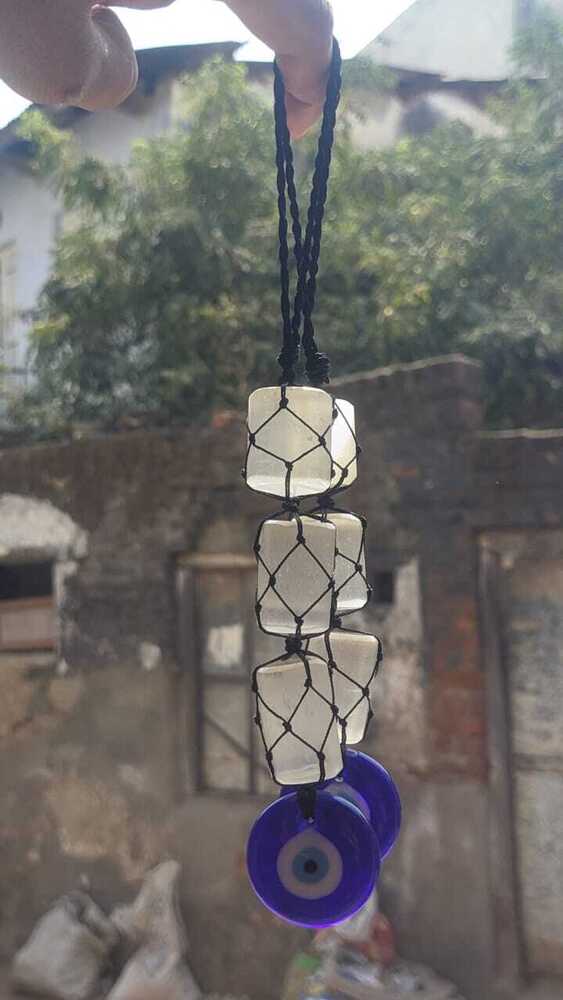 Selenite Tourmaline Evil Eye Protection Hanging