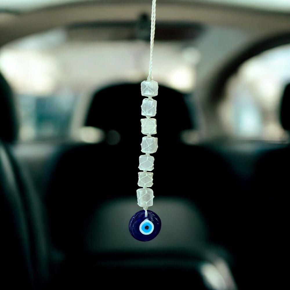 Selenite Evil Eye Car Hanging
