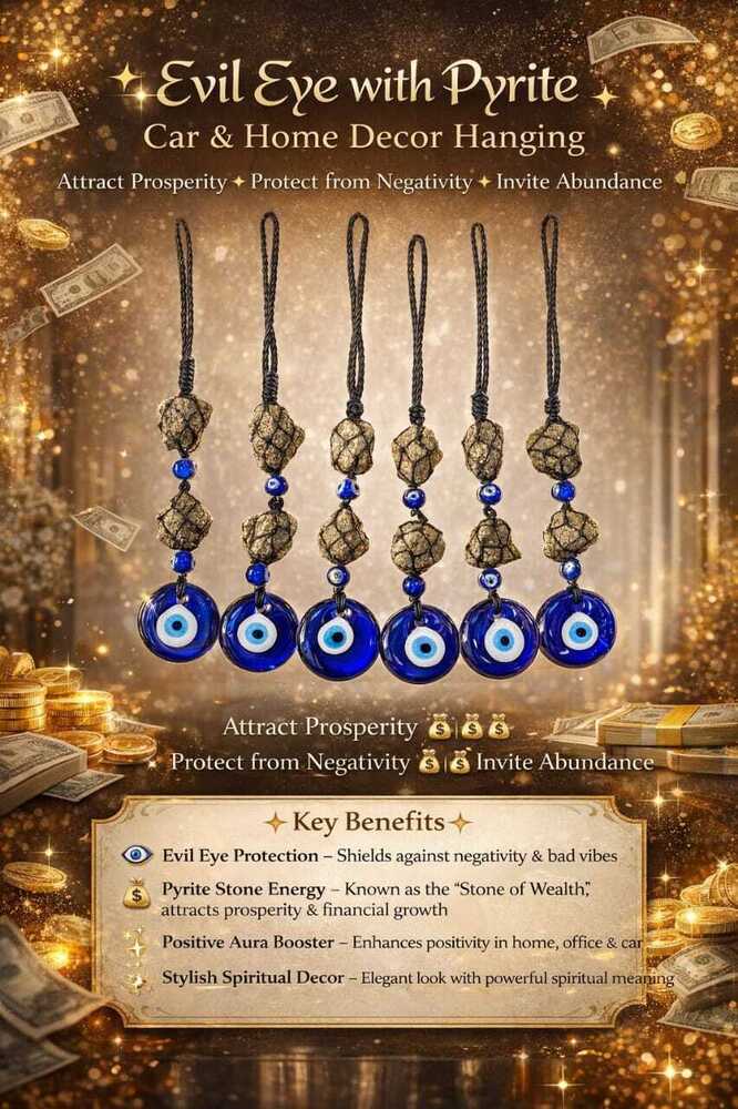 Pyrite Evil Eye Car Hanging