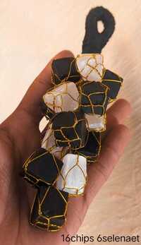 Black Tourmaline & Selenite Door Hanging 16 Chips