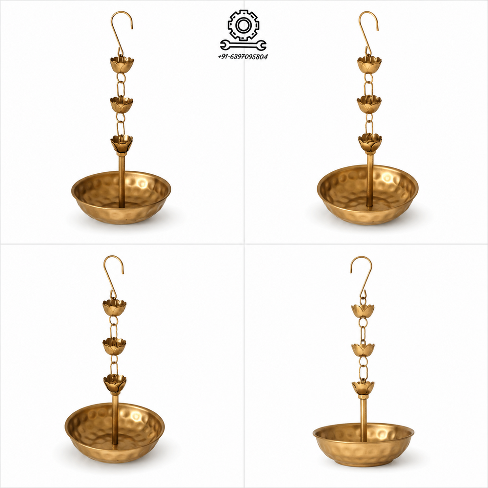 Premium Hammered Brass Hanging Urli with Lotus Chain Traditional Indian Decorative Bowl for Floating Flowers, Tealights, and Festive Home Decor
