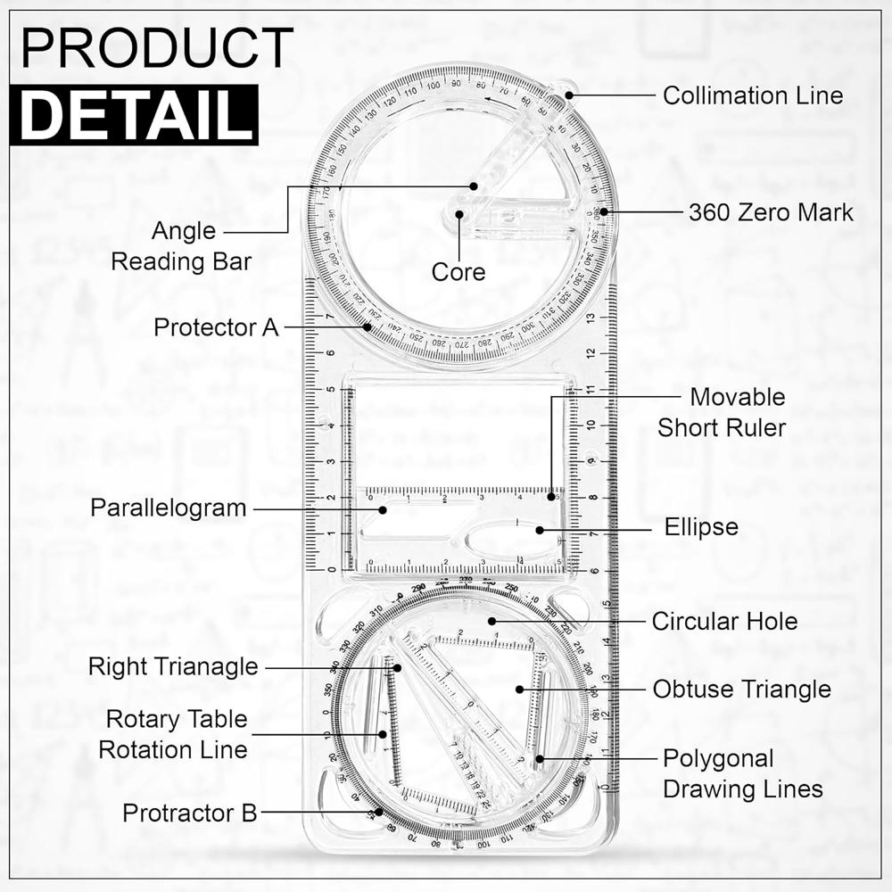 Multi-functional Geometry Drawing Tool (1 Pc) - Application: As Per Product Requirement
