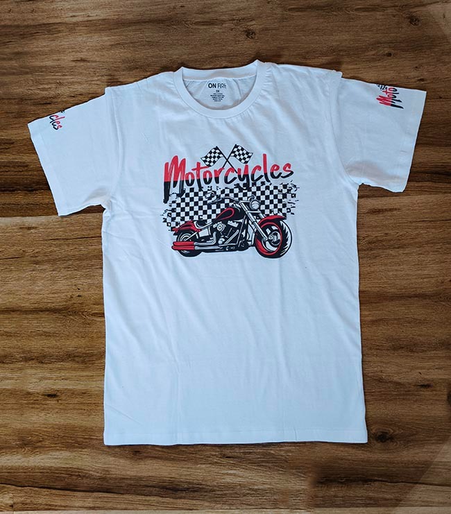 W13689 ON FIRE Ladies Printed White T-Shirts