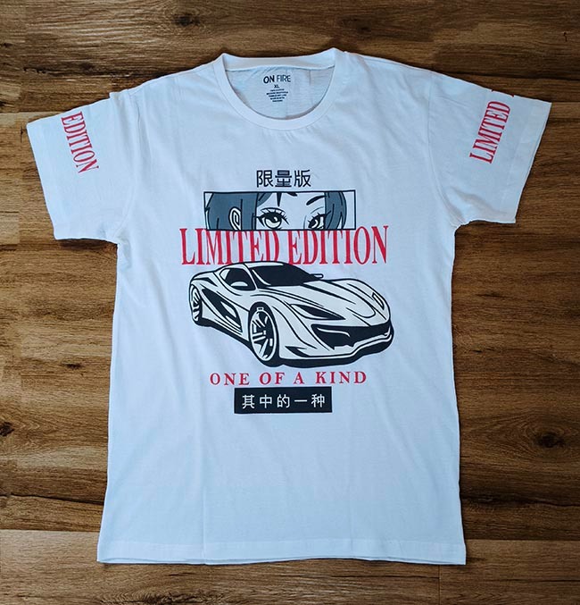 W13689 | ON FIRE Ladies Printed White T-Shirts