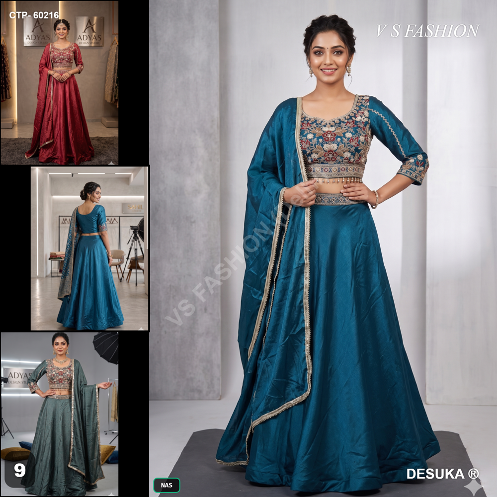 Ctp-60216 Crop Top Lehenga For Navaratri - Color: Blue