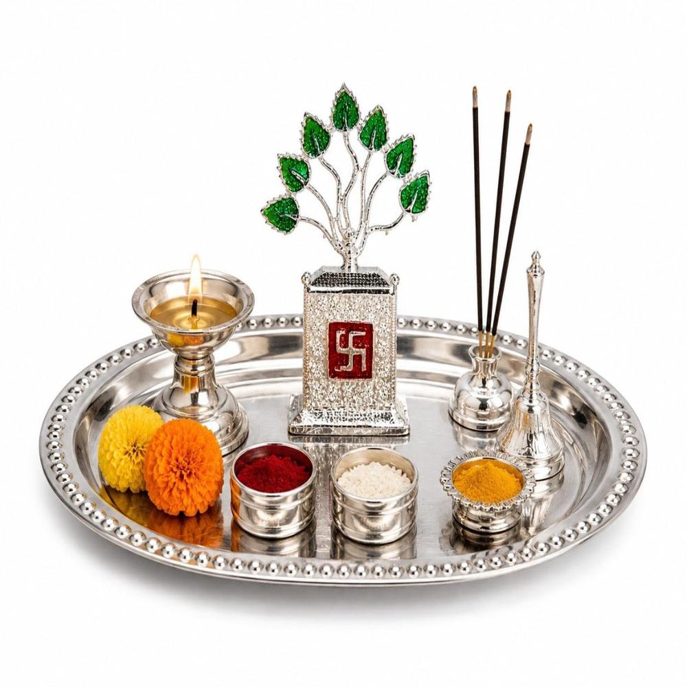 German Silver Plated Tulsi Plant for Pooja & Decoration
