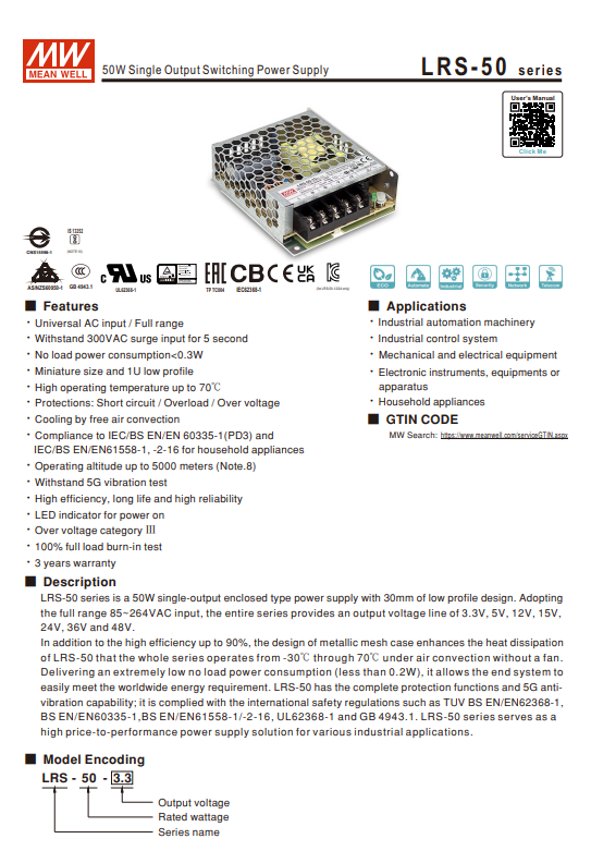 Meanwell LRS-50-24 POWER SUPPLY
