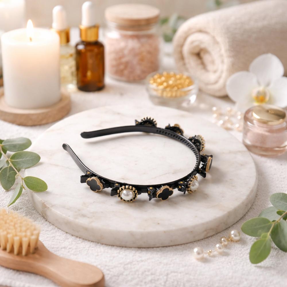 Premium Decorative Headband Stylish Black & Gold Finish Hair Band (1 Pc) - Application: As Per Product Requirement