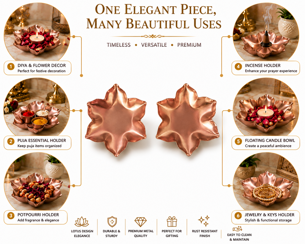 Elegant Floral Shaped Metal Decorative Bowl