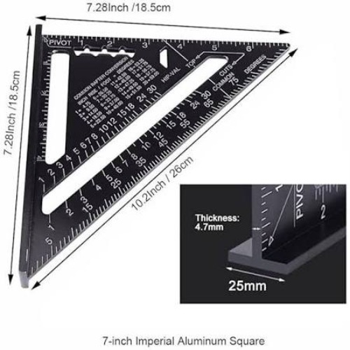 7 Inch Triangle Ruler - Color: Black