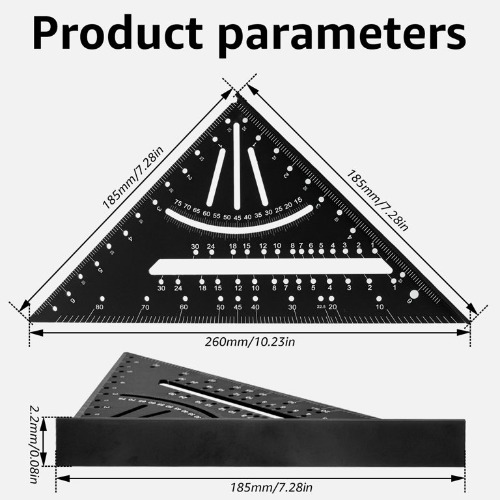 7 Inch Triangle Ruler - Color: Black