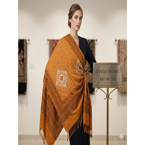 532 Mustard Yellow Jamawar Style Woven Shawl