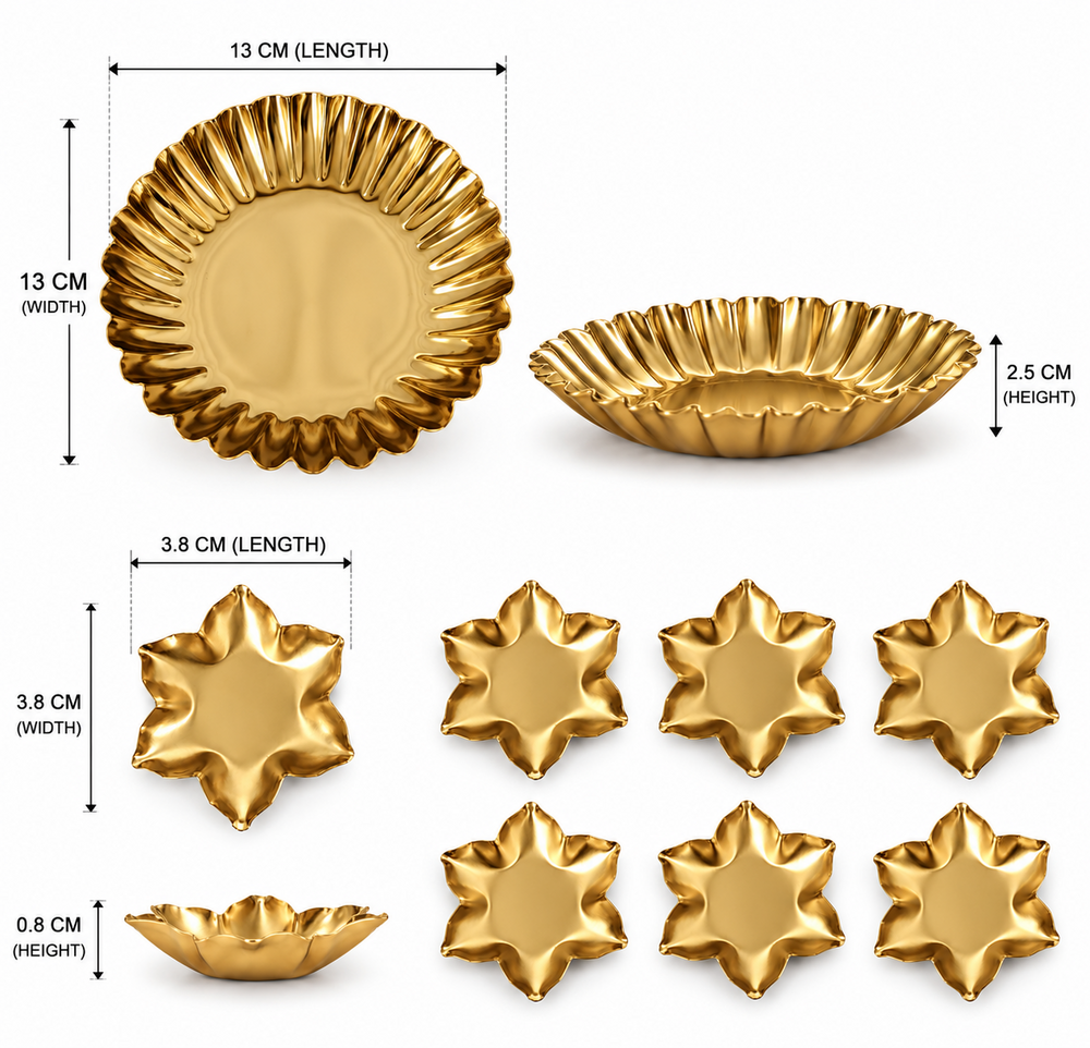 Premium 7-Piece Golden Metal Decorative Tray Set