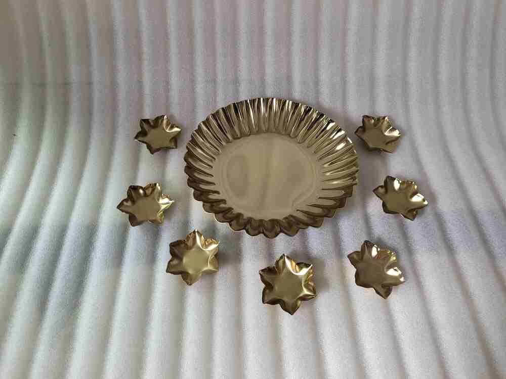 Premium 7-Piece Golden Metal Decorative Tray Set