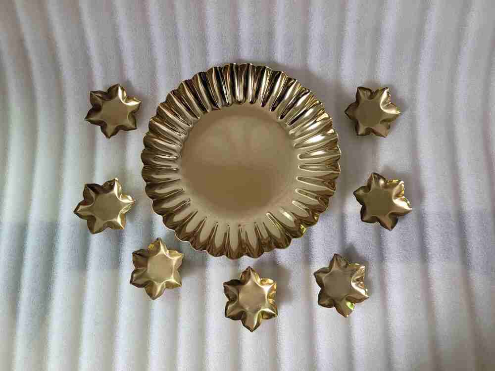 Premium 7-Piece Golden Metal Decorative Tray Set