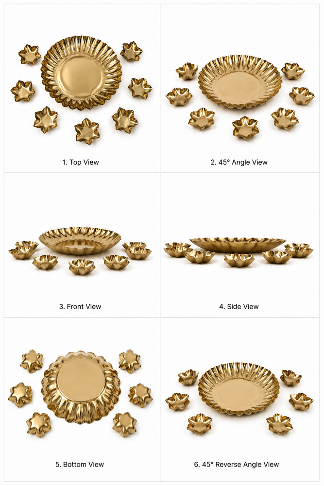 Premium 7-Piece Golden Metal Decorative Tray Set
