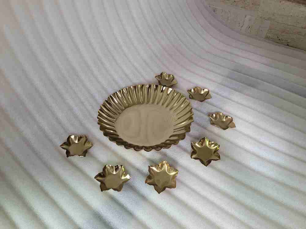 Premium 7-Piece Golden Metal Decorative Tray Set