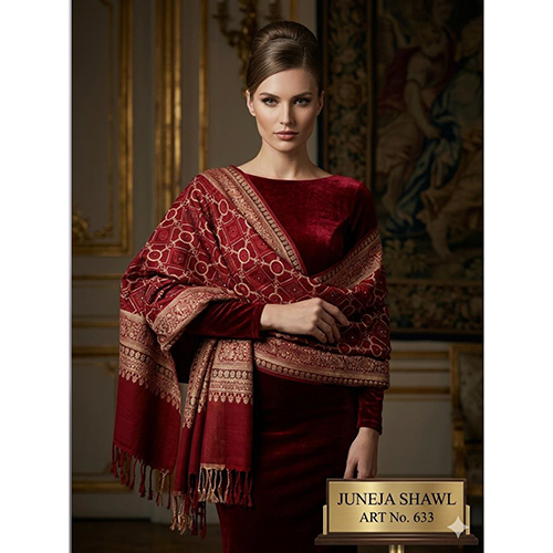 633 Ornate Gold Toned Woven Traditional Stole