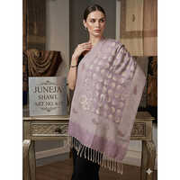 615 Elegant Lilac And Silver Toned Woven Jacquard Stole