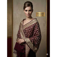 638 Luxurious Maroon And Gold Toned Banarasi Style Stole