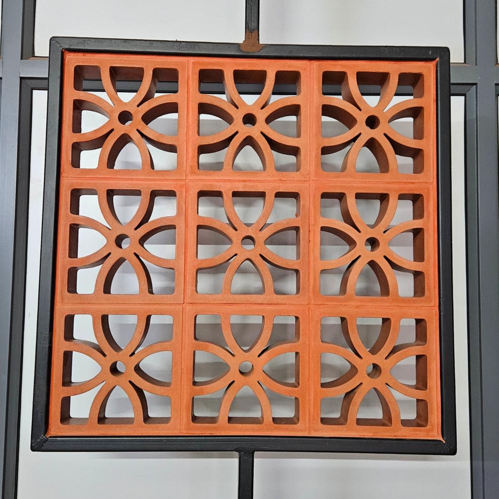Terracotta four petal jali braze block