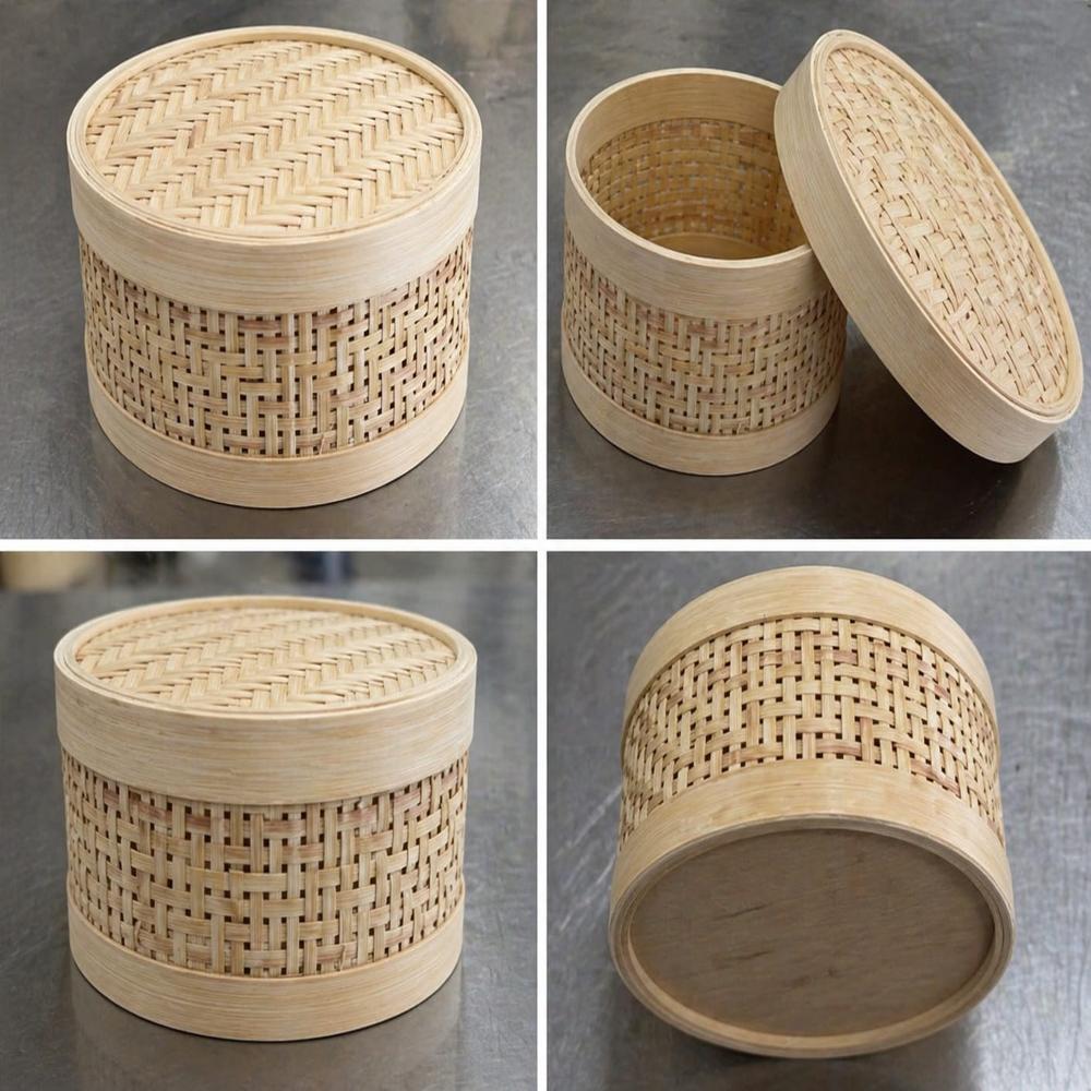 Handcrafted Round Bamboo Gift Box - Color: Natural