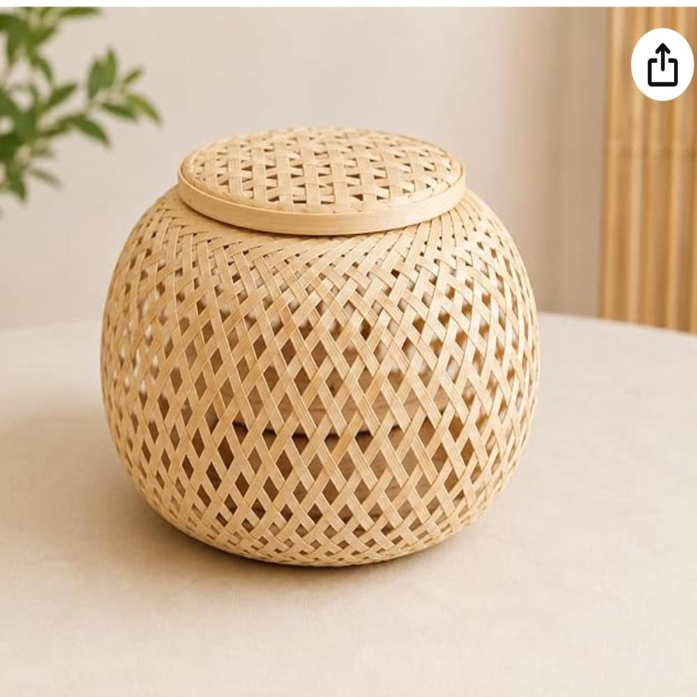 Handcrafted Bamboo Cushion - Color: Natural