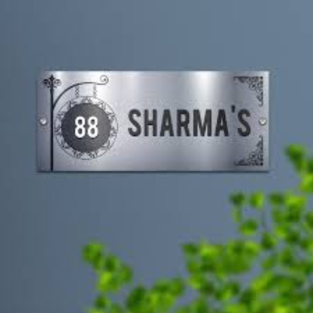 Steel Sleek Silver Plating Name Plate