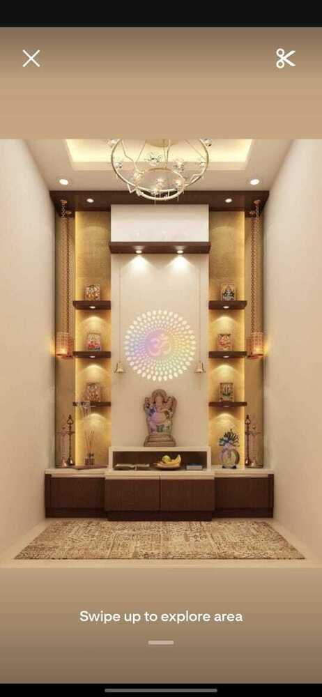Traditional Corner Wooden Pooja Mandir