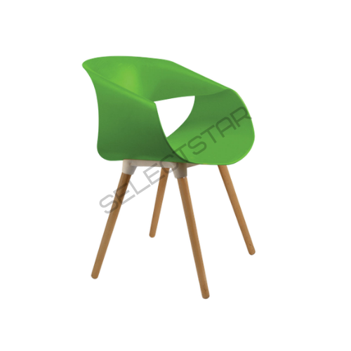 Tulip Wooden Legs Cafe Chairs - Color: Green