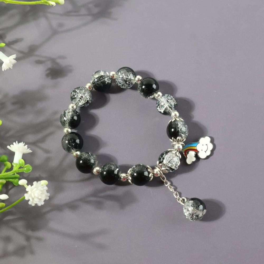 Elegant Black & Crystal Beaded Charm Bracelet - Application: As Per Product Requirement