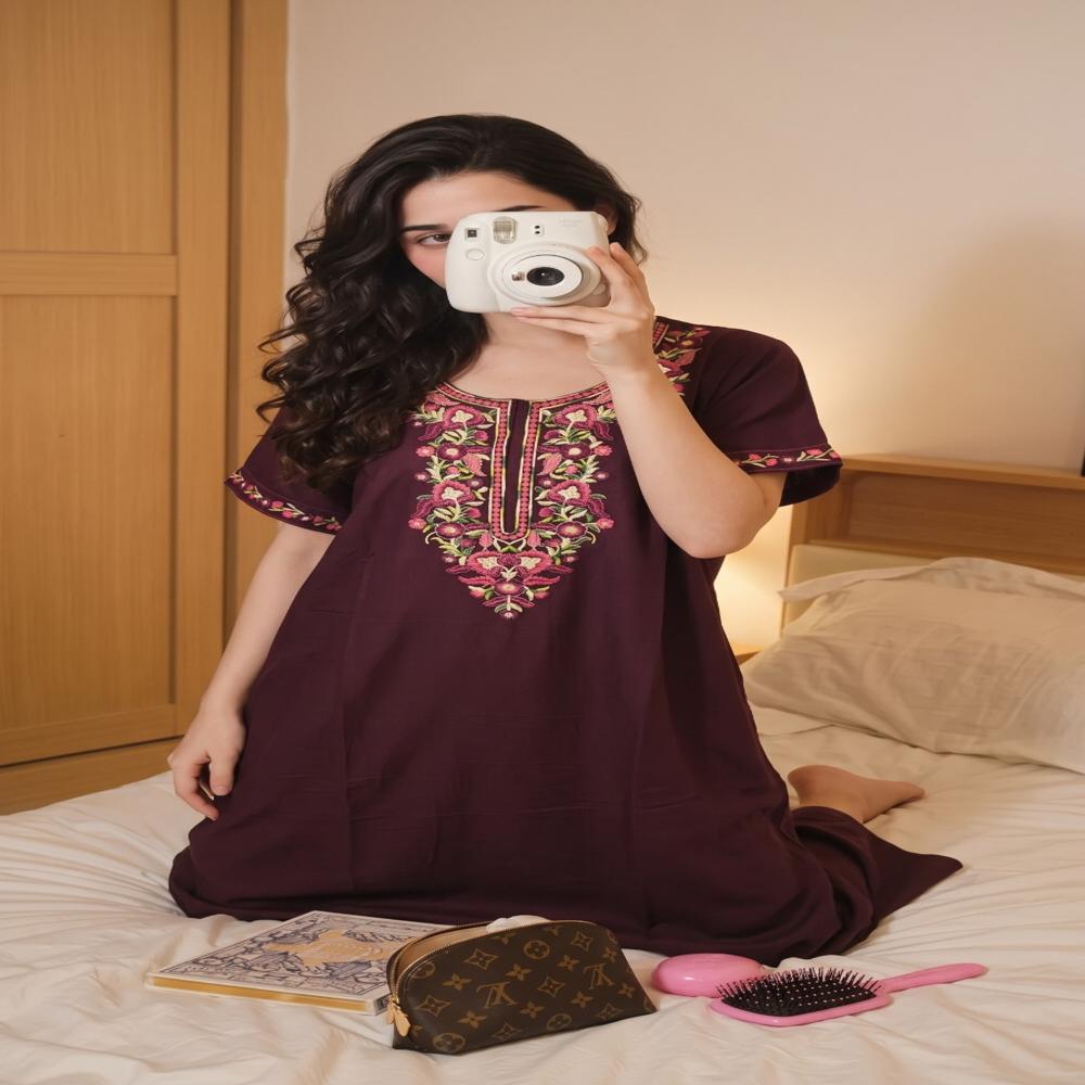 Women's Premium Kashmiri Embroidered Alpine Nighty