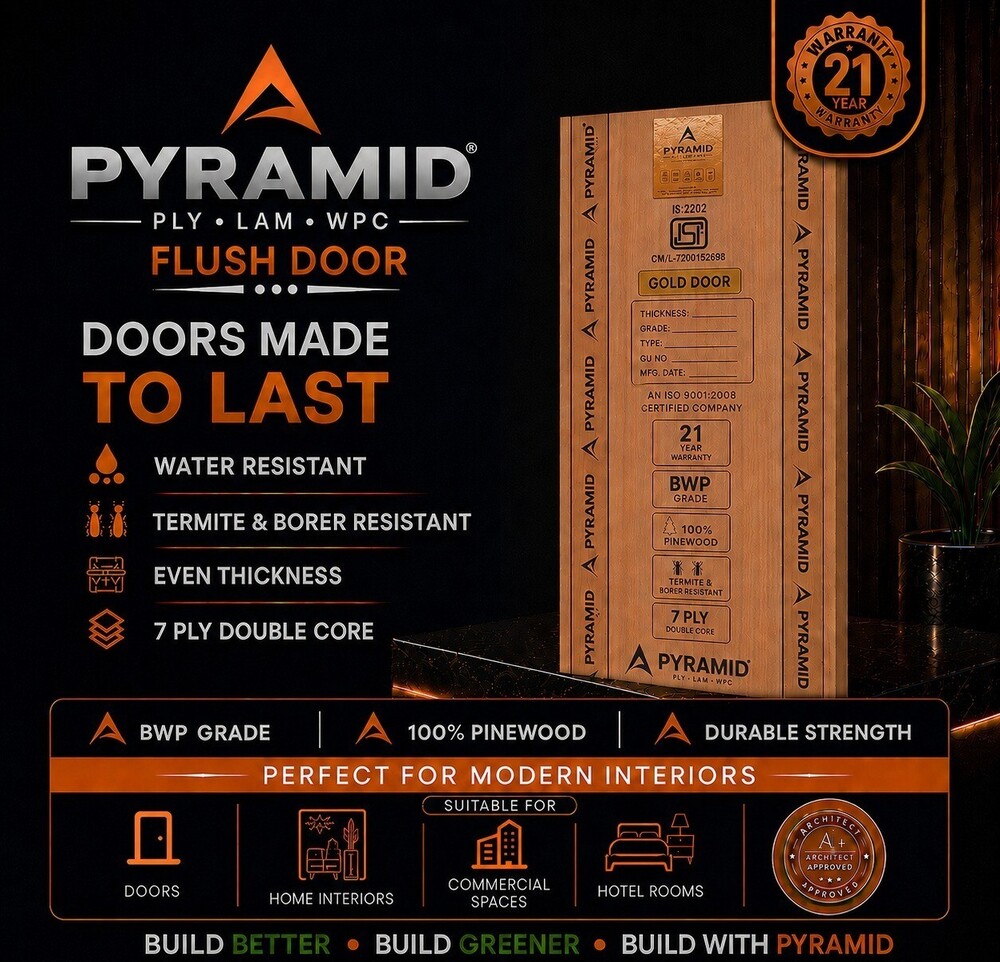Pyramid Flush Door - Color: Natural Wood Finish