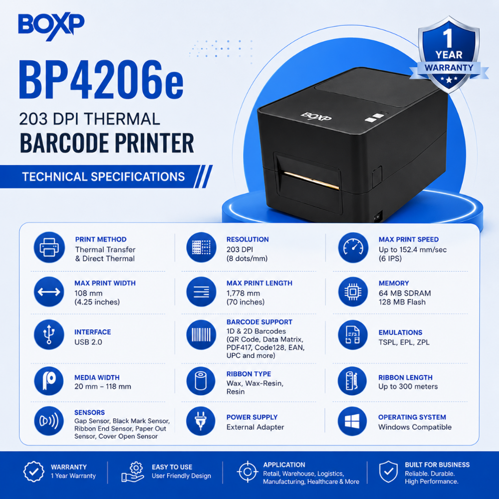 BP4206E 203 DPI Thermal Barcode Printer 