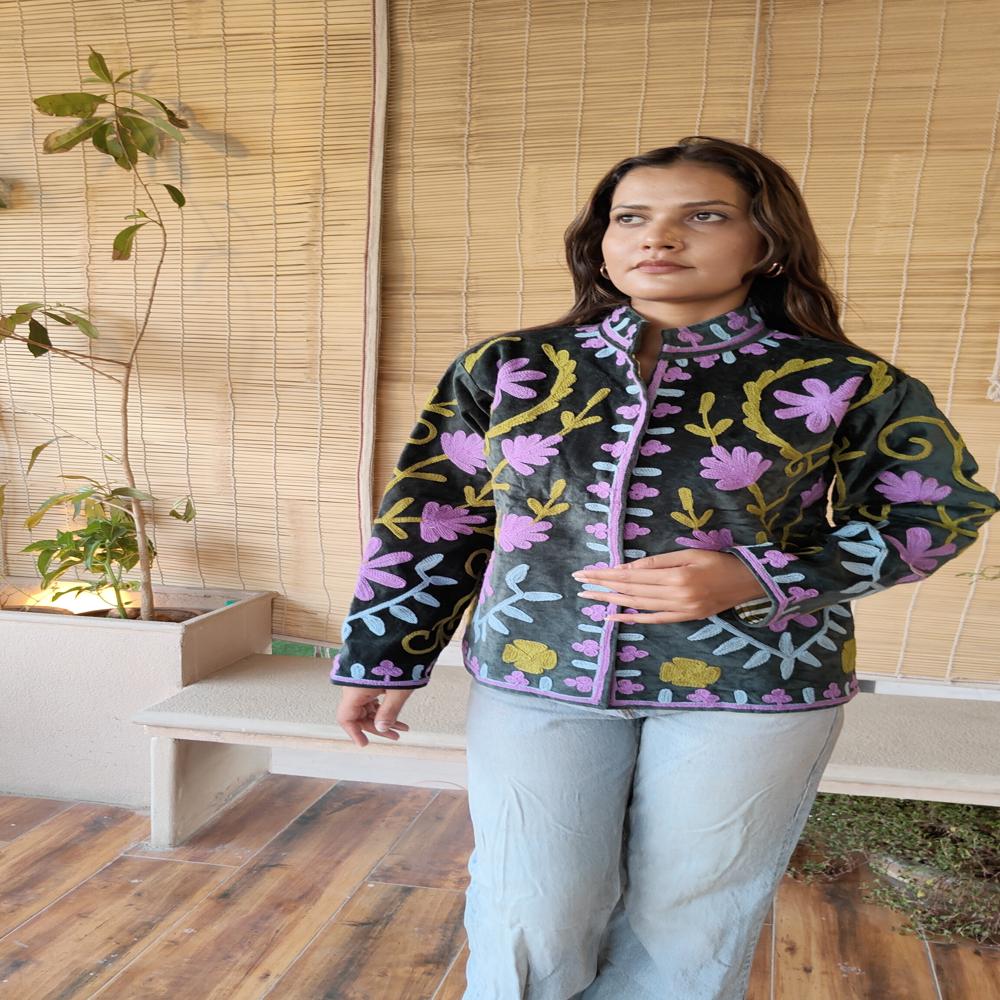 Velvet suzani embroidery jacket