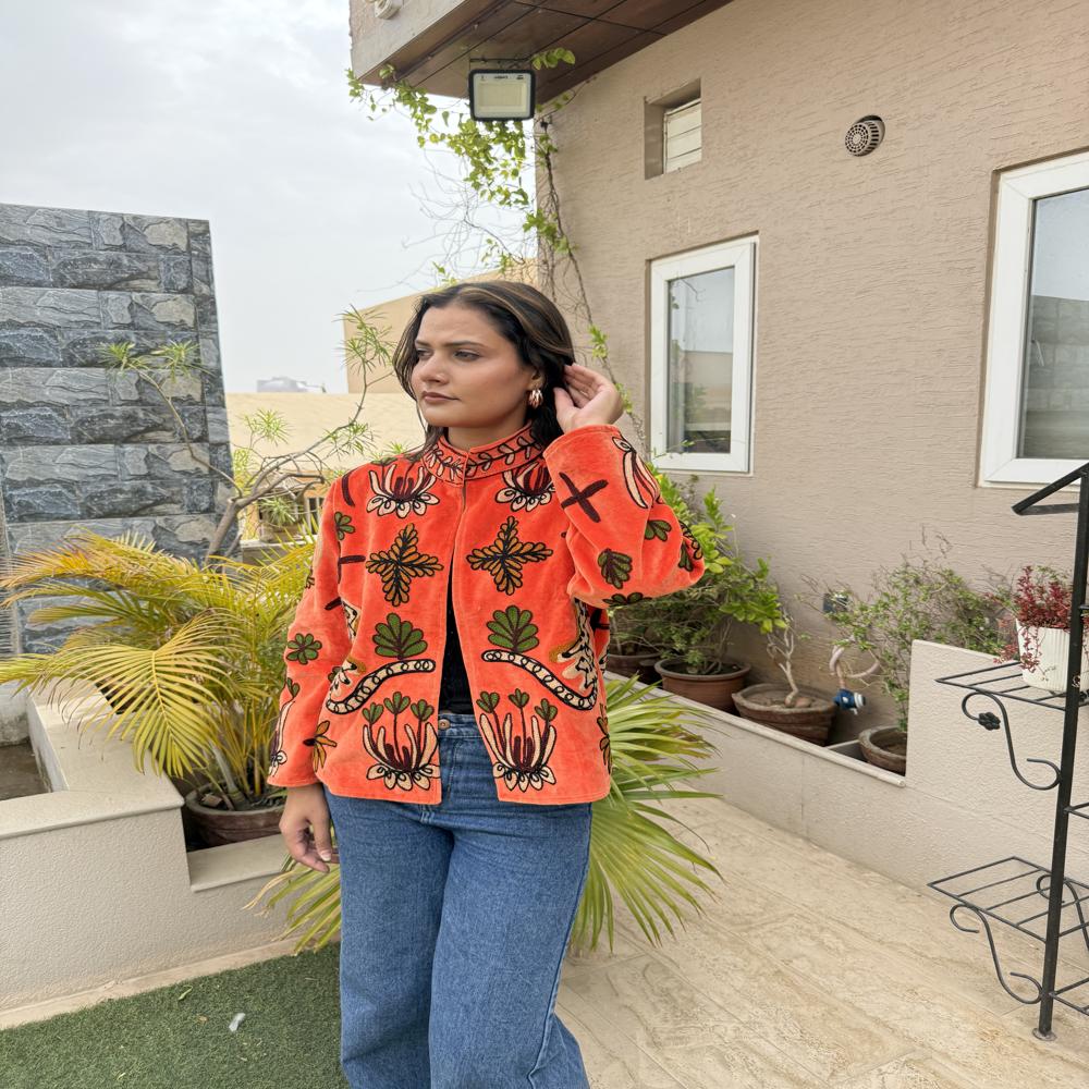 Velvet suzani embroidery jacket