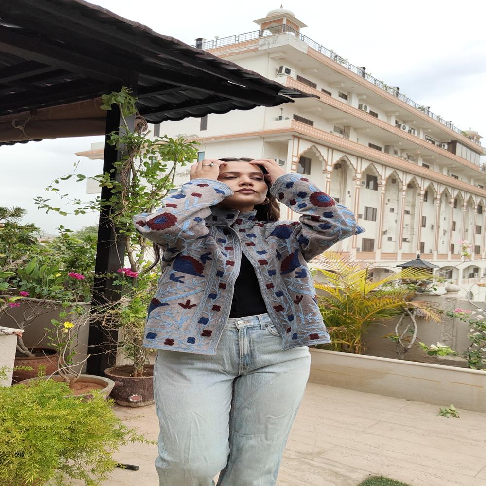 Velvet suzani embroidery jacket