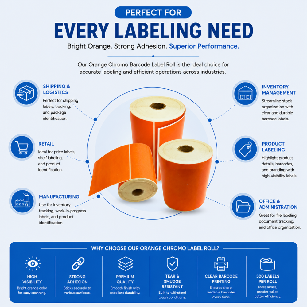 Orange Chromo Barcode Labels