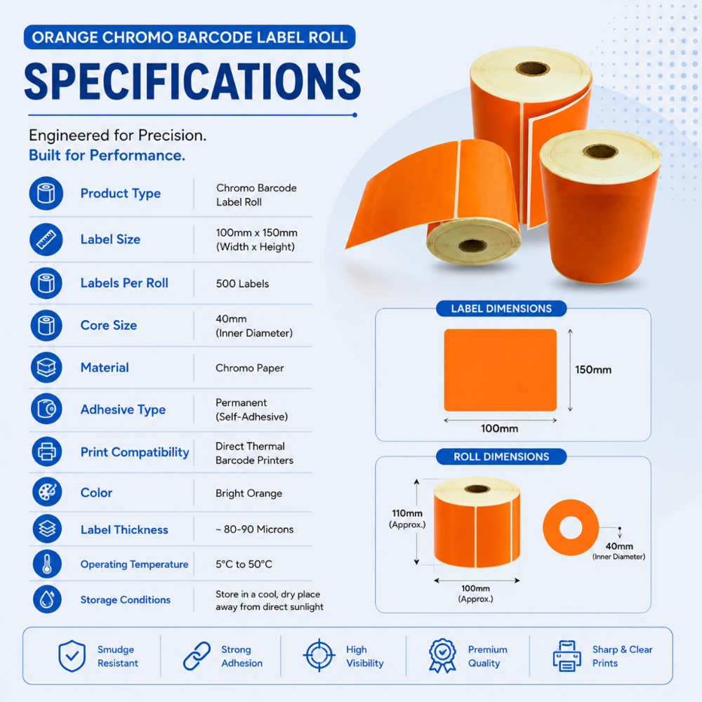 Orange Chromo Barcode Labels - Water Resistant: No