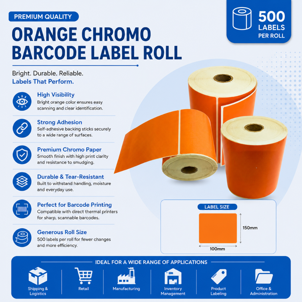 Orange Chromo Barcode Labels