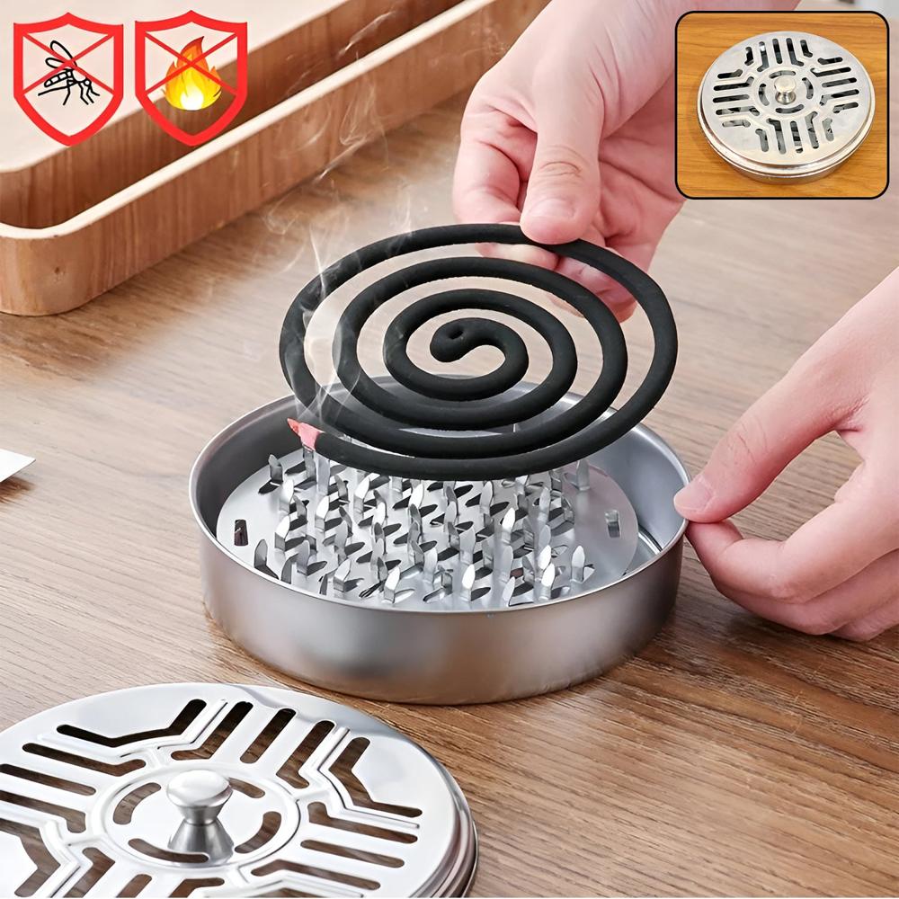 Stainless Steel Mosquito Coil Stand With Smoke Vent Lid (1 Pc) - Application: As Per Product Requirement
