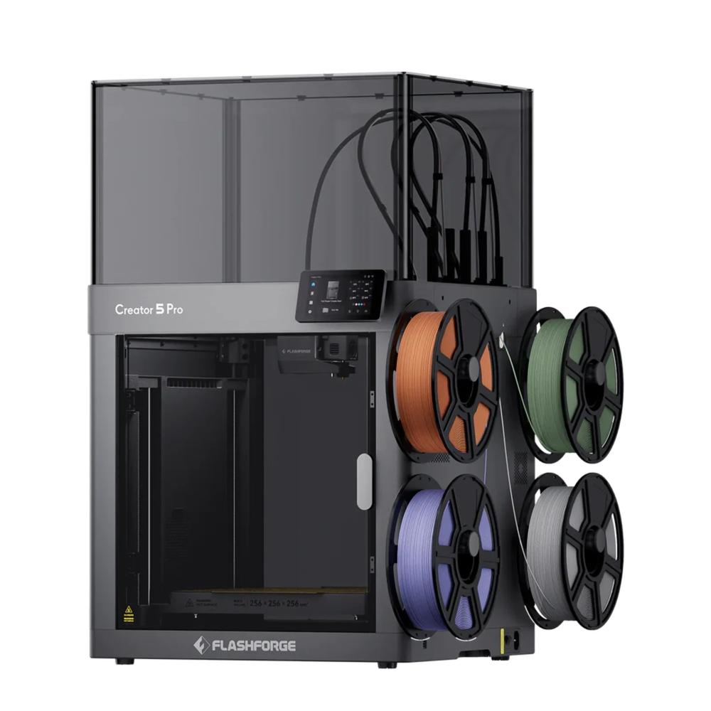 Flashforge Creator 5 Pro 4-Toolheads Enclosed Multi-Color 3D Printer | 500% Faster, Zero Purge Waste