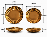 Golden Metal Fluted Decorative Tray Set