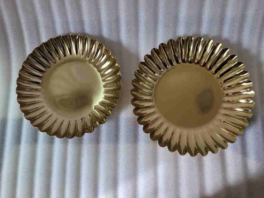 Golden Metal Fluted Decorative Tray Set