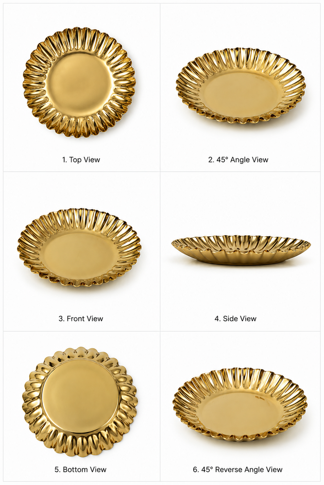 Golden Metal Fluted Decorative Tray Set