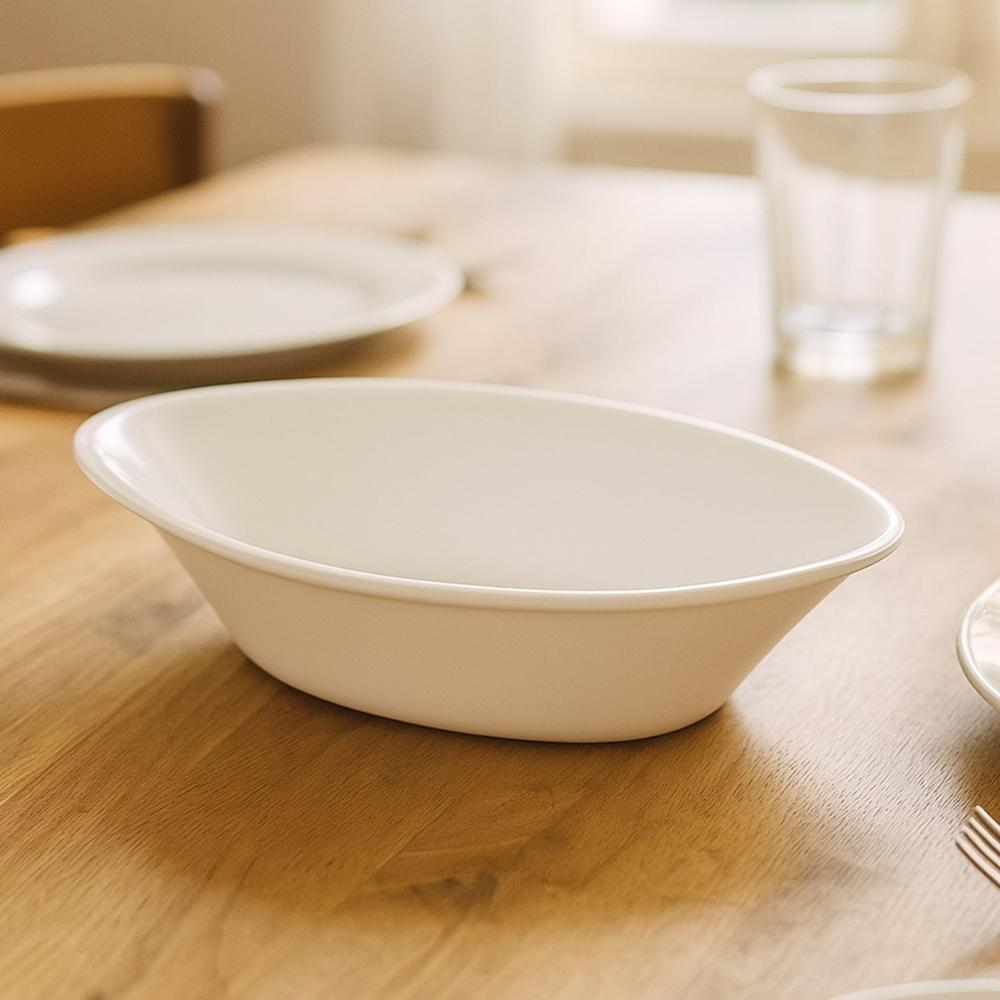 Plastic Marin Serving Bowl Elegant Oval Deep Bowl (1 Pc / White)