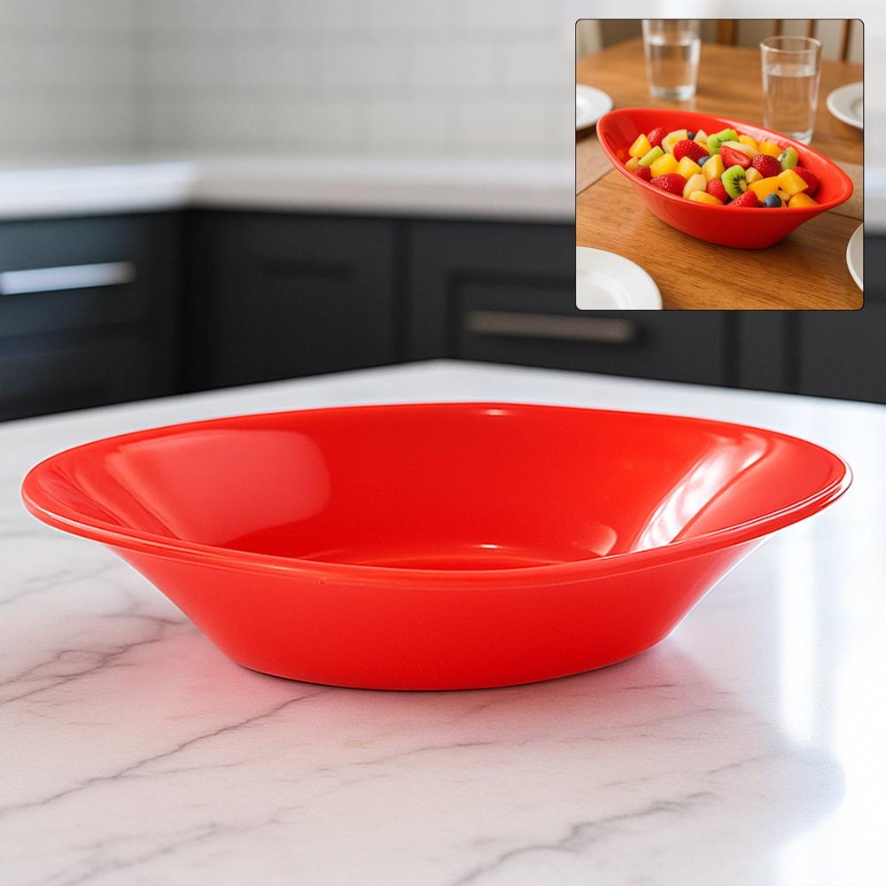 Plastic Marin Serving Bowl Elegant Oval Deep Bowl (1 Pc / Red)