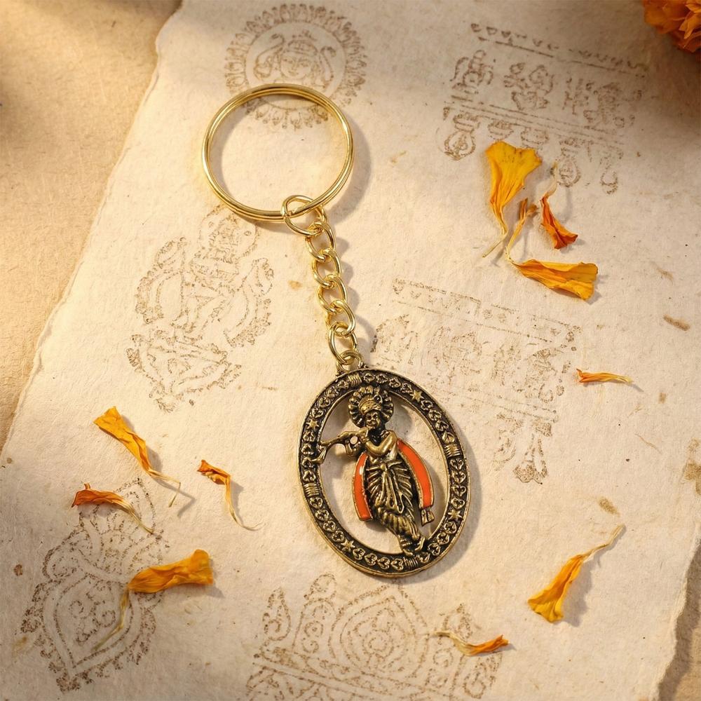 Metal Traditional Decorative Lord Krishna Keychain (1 Pc) - Application: As Per Product Requirement