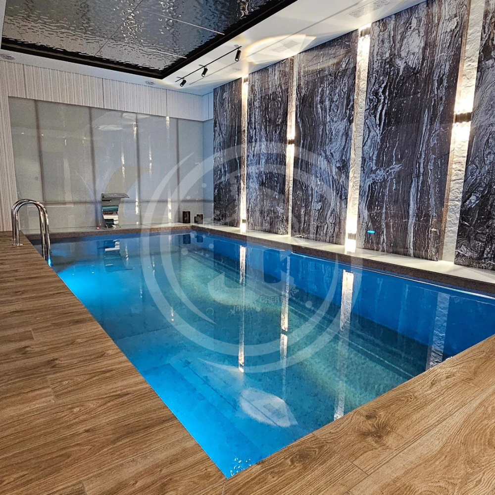 Indoor Swimming Pool - Premium Reinforced Fiberglass, Spacious 12x25 Feet, Elegant Blue Finish, Safe Non-slip Surface, Energy Efficient Heating System